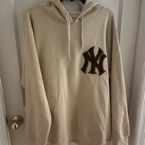 Yankees Tan Hoodie with Dark Brown Logo
